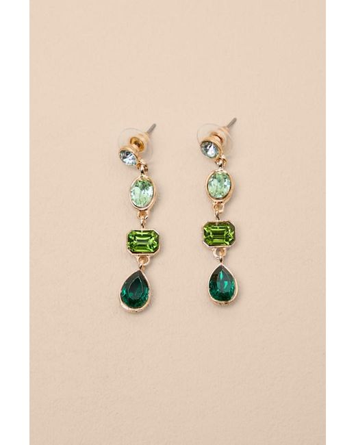 Lulus Brown Precise Radiance Rhinestone Drop Earrings