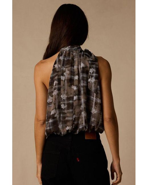 Lulus Brown Sathia Multi Floral Mock Neck Tank Top