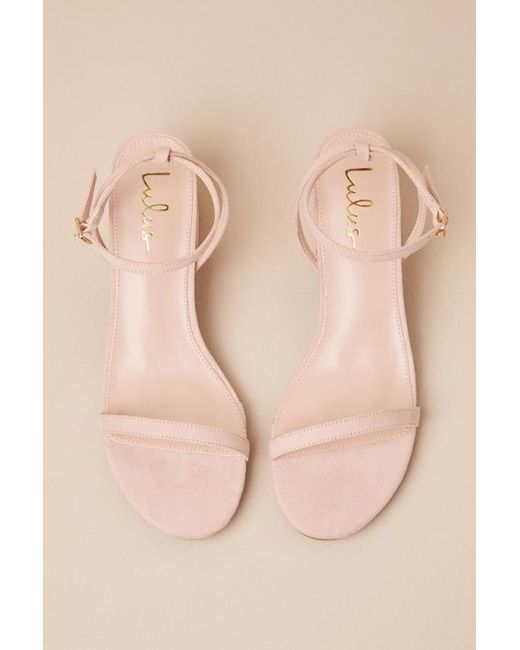 Lulus Natural Julie Light Nude Suede Ankle Strap Heels