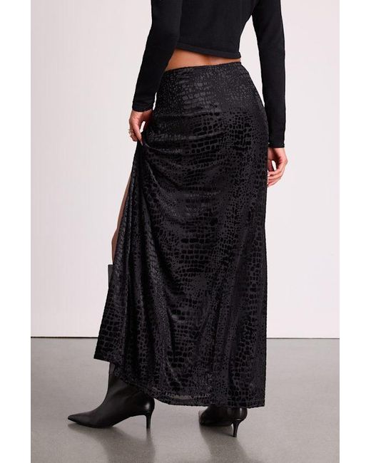 Lulus Black Ashworth Burnout Velvet Mid-Rise Maxi Skirt