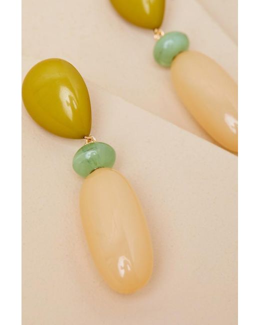 Lulus Brown Avaney Chartreuse And Beaded Drop Earrings