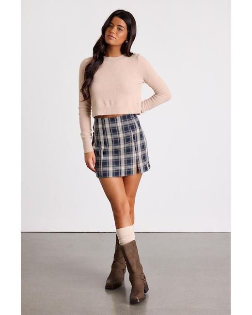 Lulus Blue Shawnie Crew Neck Cropped Pullover Sweater