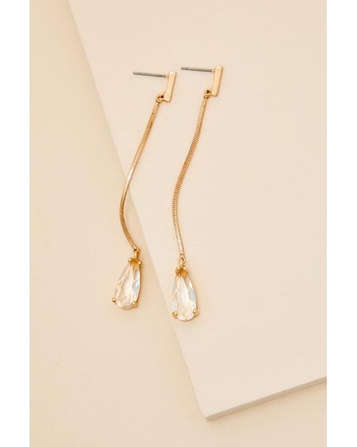 Lulus Natural Melodia Chain Rhinestone Drop Earrings