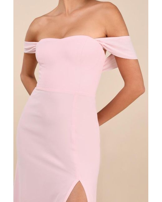 Lulus Pink Magical Magnetism Off-The-Shoulder Maxi Dress