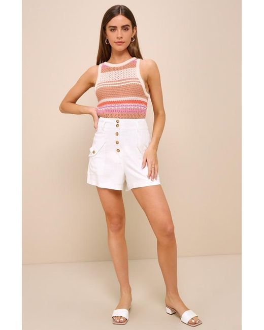 Lulus Natural Exceptional Expression Multi Striped Sweater Knit Tank Top