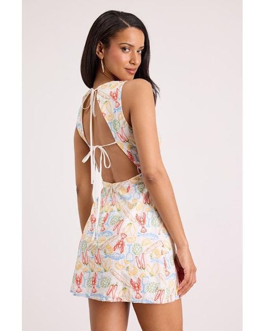 Lulus White Sorrento Multi Embroidered Tie-Back Mini Dress