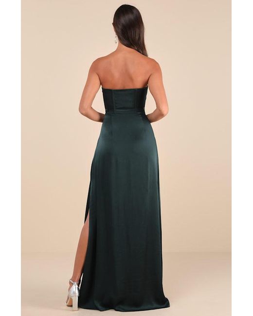 Lulus Black Extraordinary Presence Satin Strapless Maxi Dress