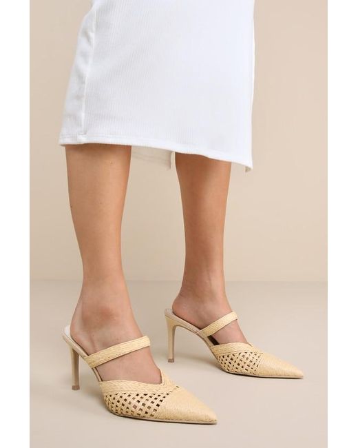 Dolce Vita Kaline Light Natural Raffia Pointed-Toe Mule Pumps