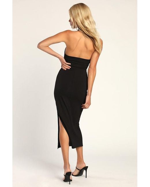 Lulus Black Simply Enchanted Halter Midi Dress