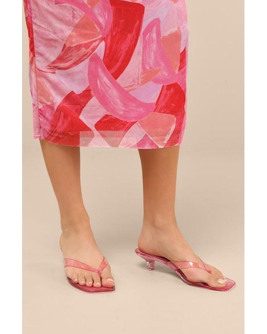 Steve Madden Pink Tracie Jelly Thong Kitten Heel Sandals