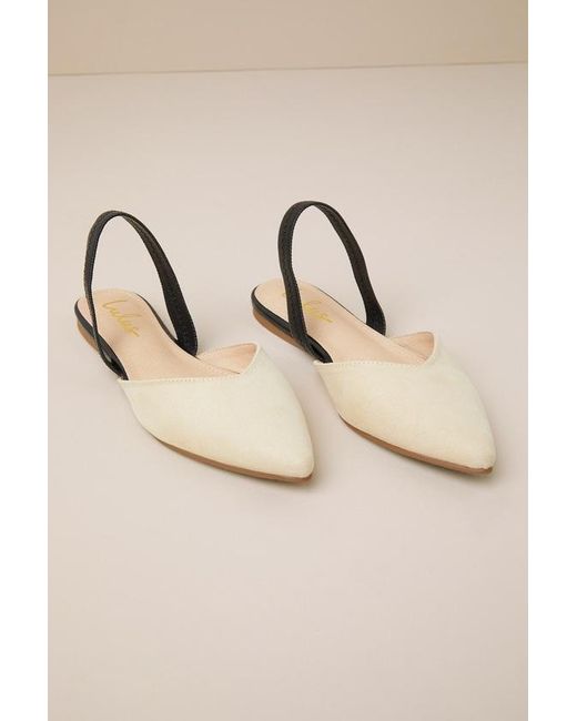 Lulus Mae And Suede Pointed Toe Slingback Flats in Natural Lyst UK