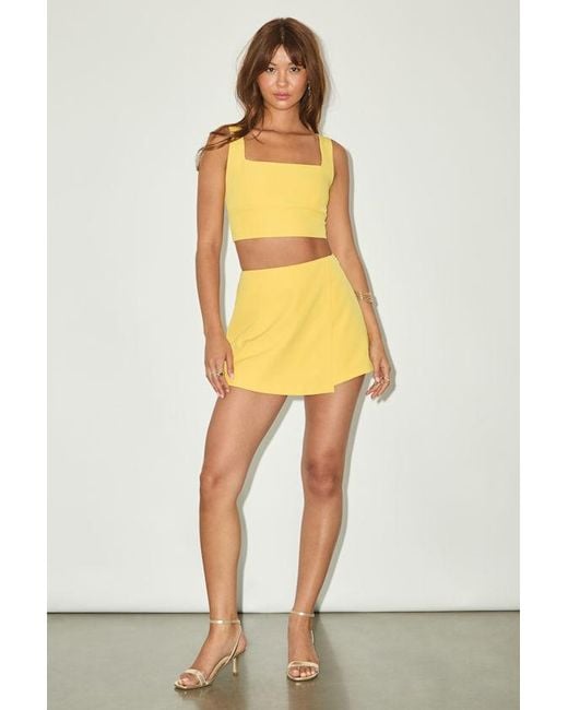 Lulus Yellow Exceptionally Styled Lace-Up Two-Piece Skort Romper