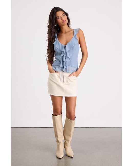 Lulus Blue Ivanna Ruffled Tie-Front Tank Top
