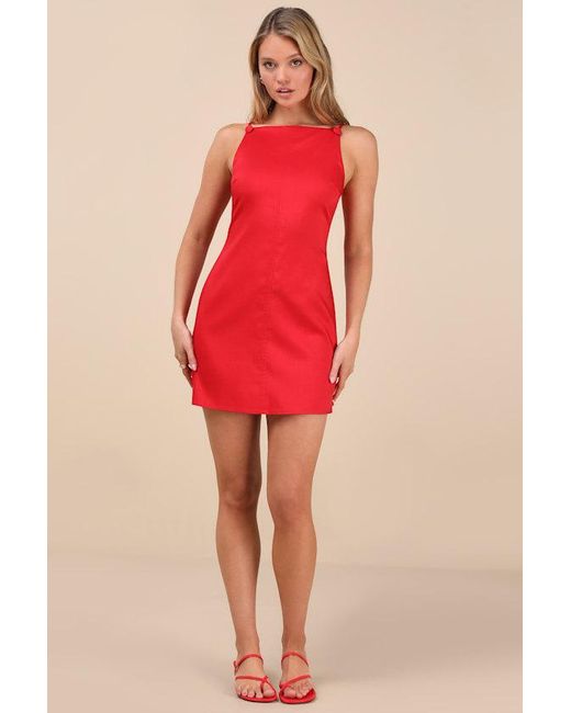 Lulus Red Chic Ease Sleeveless Mini Dress