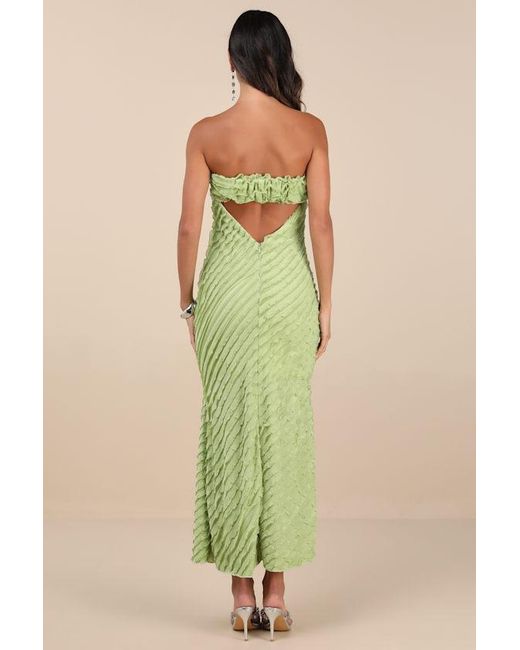Lulus Green Faelyn Light Strapless Ruffled Midi Dress