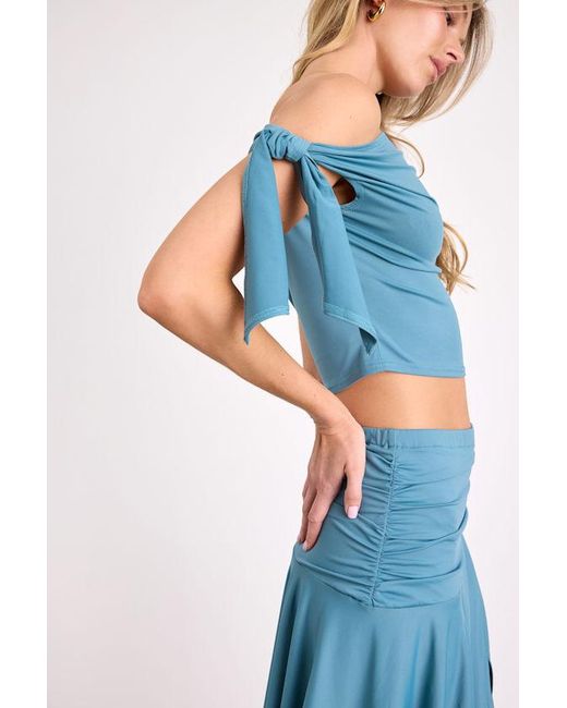 Lulus Blue Lizzy Jersey Knit Asymmetrical Top