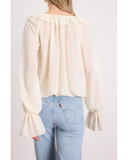Lulus Blue Florencia Ruffled Long Sleeve Top