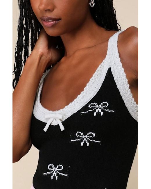 Lulus Black On The Bow Bow Sweater Knit Tank Top