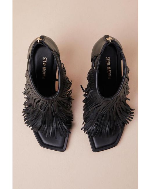 Steve Madden Black Fringzy Fringe High Heel Sandals