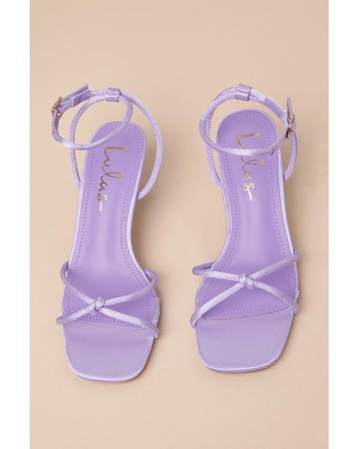 Lulus Purple Hewett Satin Ankle Strap Low Heel Sandals