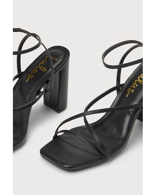Lulus Black Makennaa Strappy High Heel Ankle Strap Sandals