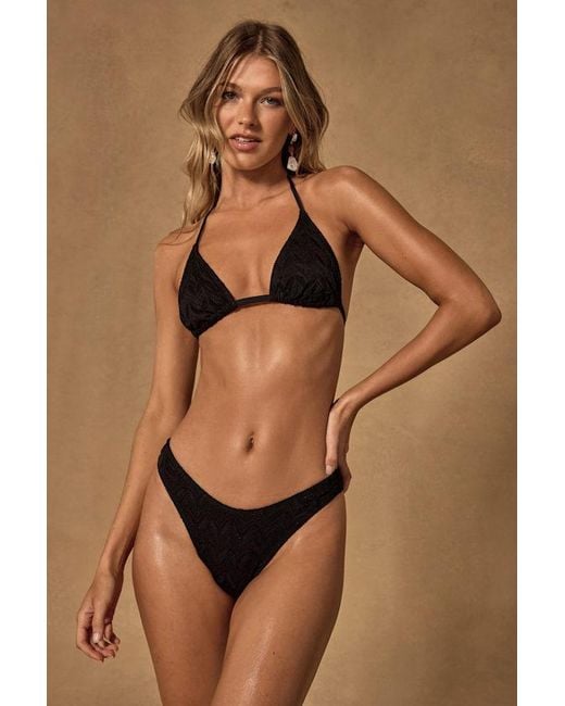 Lulus Black Bungalow Textured Triangle Bikini Top