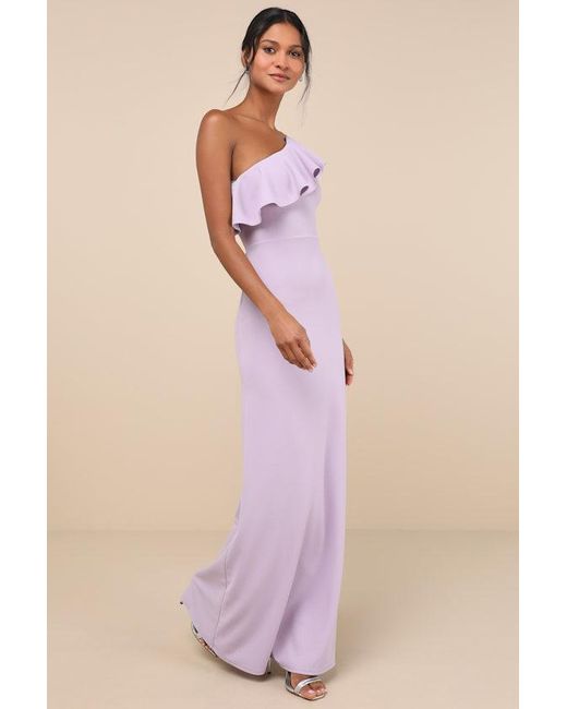 Lulus Natural Last Forever One-Shoulder Ruffle Maxi Dress