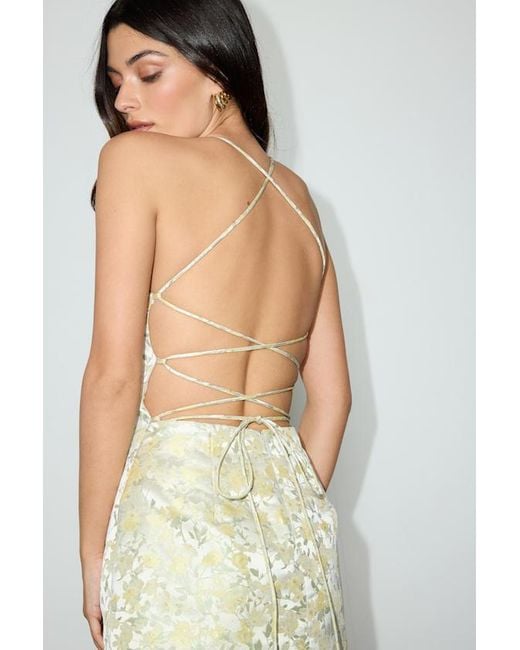 Lulus White Lucille Floral Jacquard Lace-Up Mini Dress