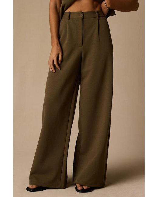 Lulus Natural Greta High-Rise Wide-Leg Trousers