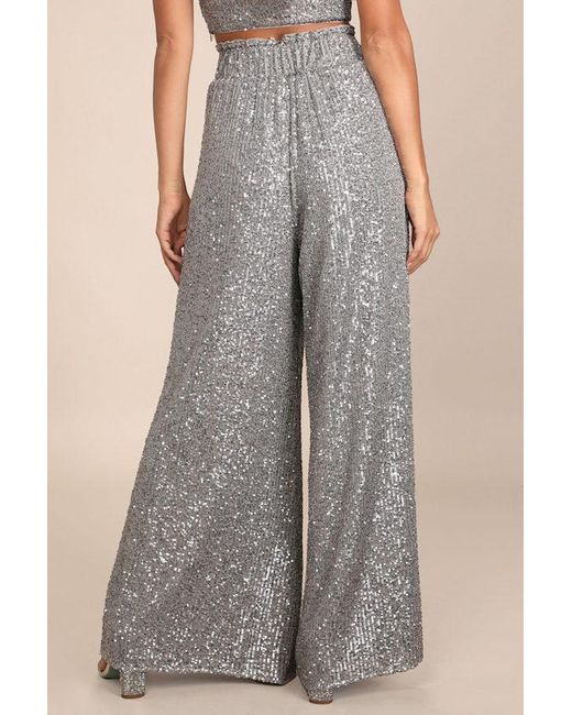 Lulus Metallic Flawless Sparkle Sequin Wide-Leg Pants