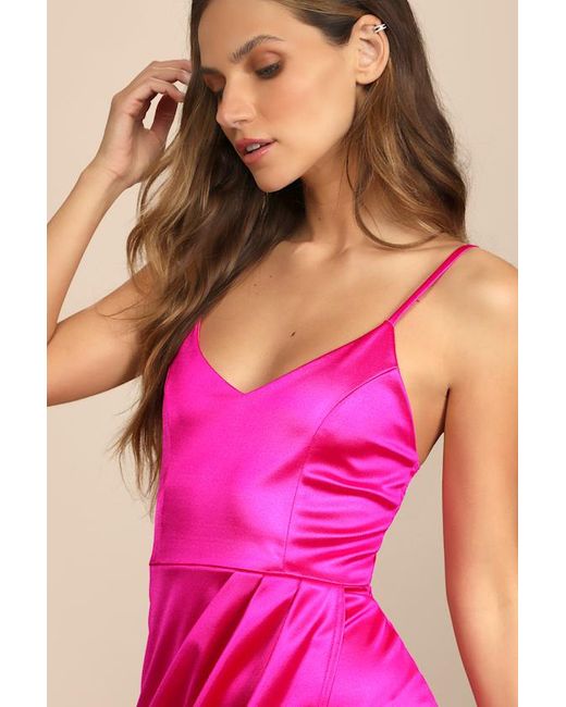 Lulus Pink Forever Your Girl Satin Bodycon Dress