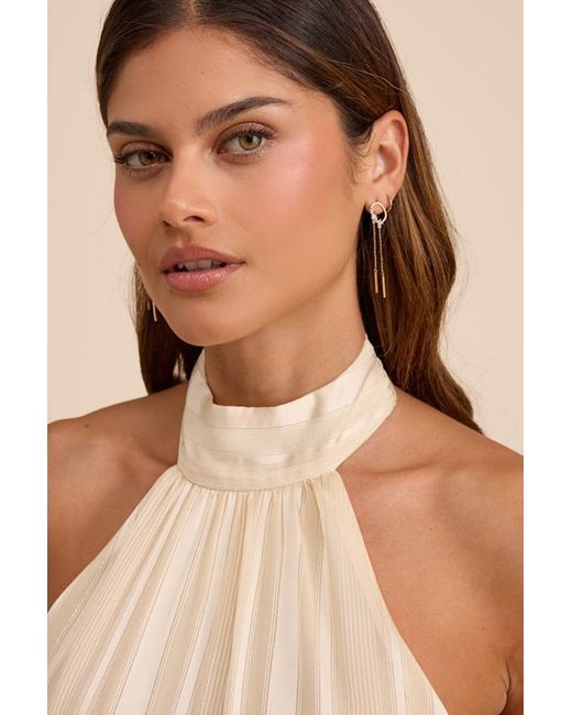 Lulus Natural Clea 14Kt Rhinestone Chain Drop Earrings