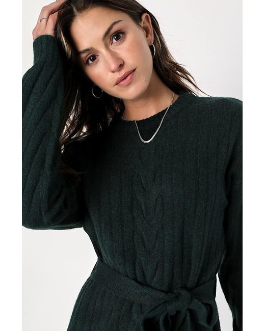 Lulus Black Wishing On Winter Cable Knit Mini Sweater Dress