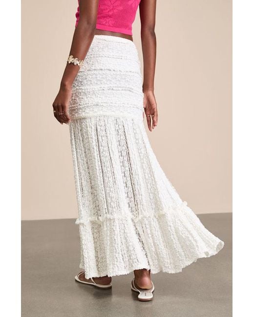 Lulus Pink Rochelle Sheer Textured Knit Maxi Skirt