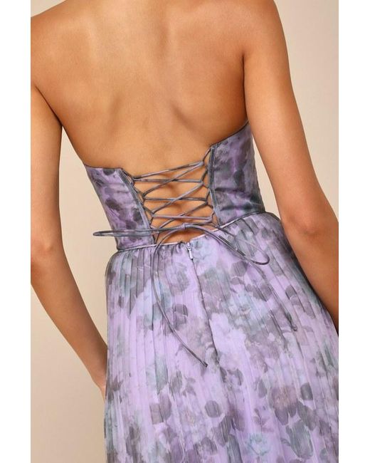 Lulus Purple Most Beautiful Day Multi Floral Print Organza Maxi Dress