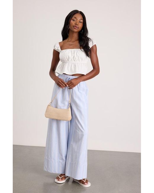 Lulus White Agneta Cap Sleeve Peplum Top