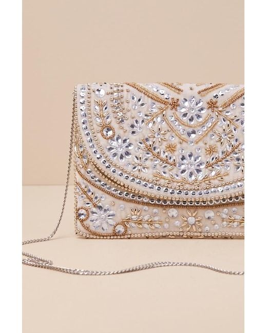 Lulus Black Convincing Shine Taupe And Beaded Rhinestone Clutch