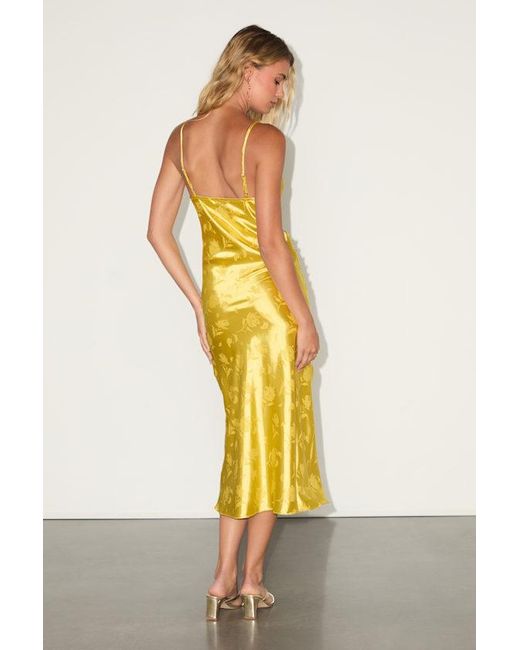 Lulus Yellow All About You Floral Jacquard Satin Midi Dress