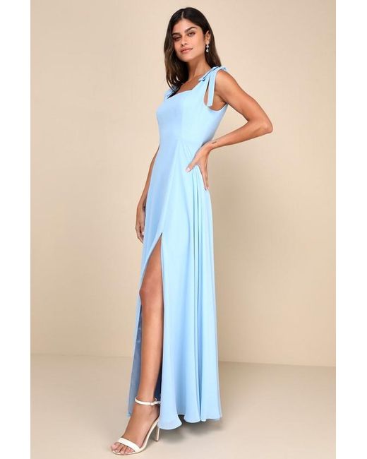 Lulus Blue Love Me Forever Square Neck Maxi Dress