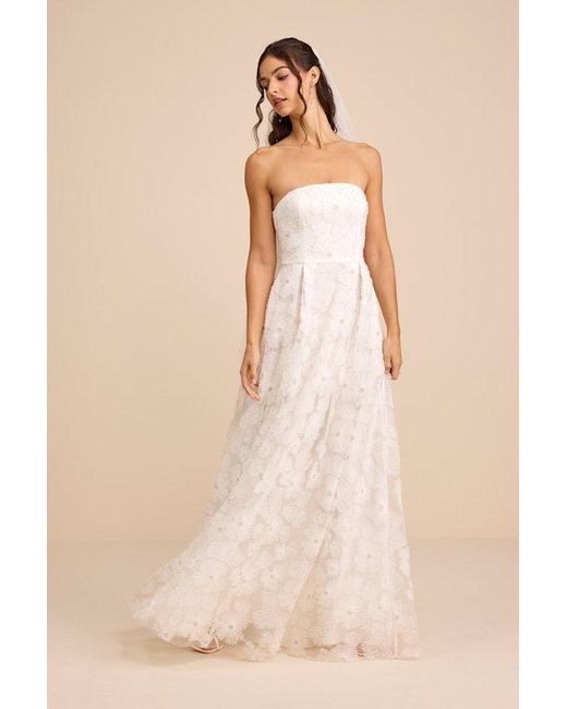 Lulus Elysande Embroidered Beaded Strapless Maxi Dress in Natural | Lyst Lulus Elysande Embroidered Beaded Strapless Maxi Dress in Natural | Lyst