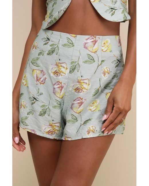 Lulus Multicolor Noticeably Perfect Floral High-Rise Shorts