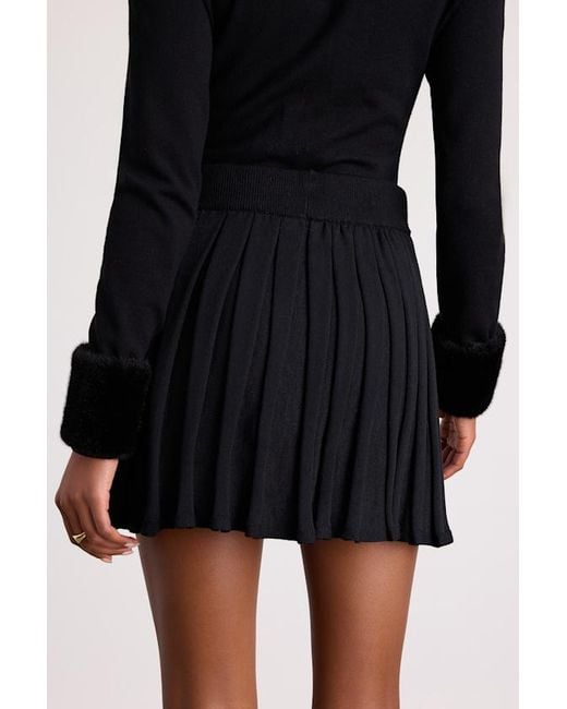 Lulus Black Layden Knit Pleated Mini Skirt