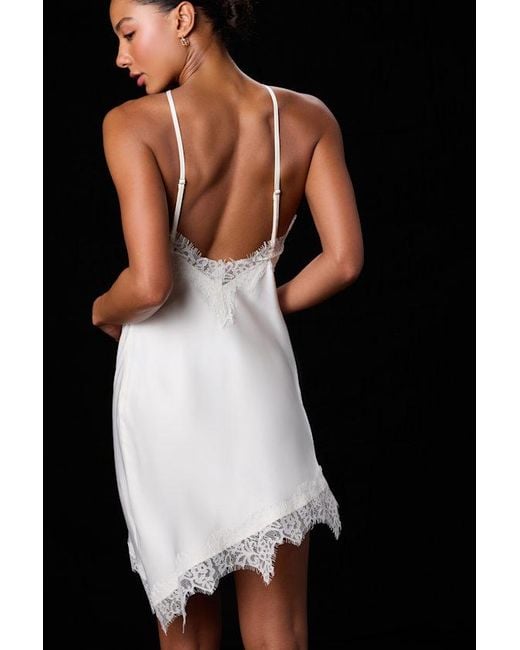 Lulus Black Starlee Lace Satin Asymmetrical Mini Dress