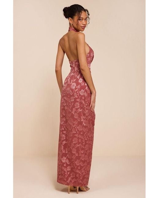 Lulus Pink Felicia Rusty Rose Floral Burnout Column Maxi Dress