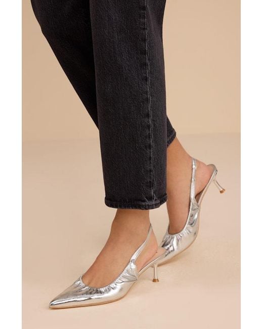 Lulus Natural Corbett Ruched Slingback Pointed-Toe Pumps