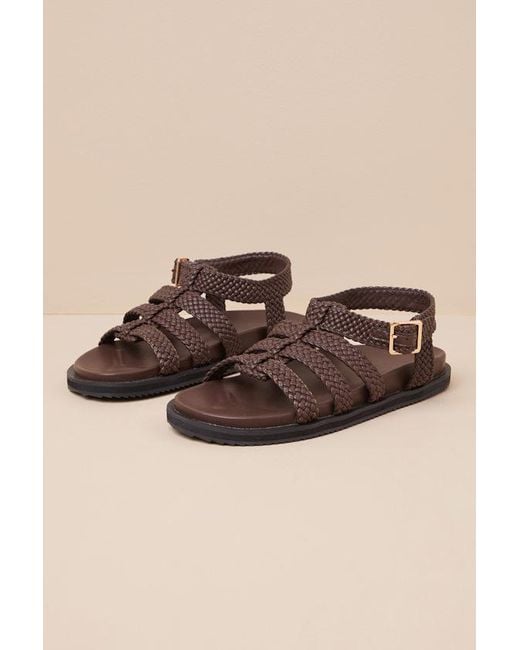 Billini Brown Toyka Chocolate Woven Buckle Sandals