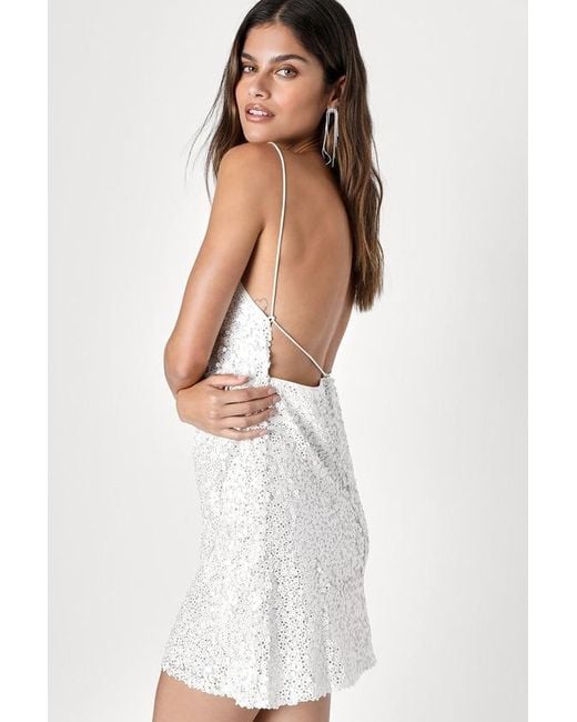 Lulus Force Of Fashion Backless Sequin Mini Dress in Natural Lyst UK