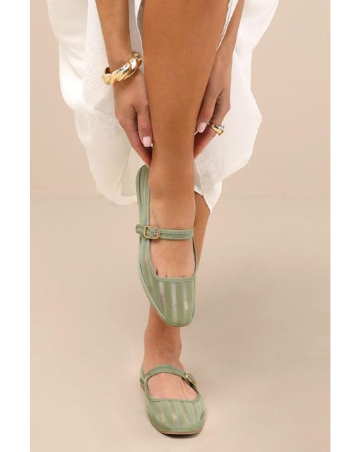 Dolce Vita Natural Tameka Jade Mesh Striped Buckle Ballet Flats