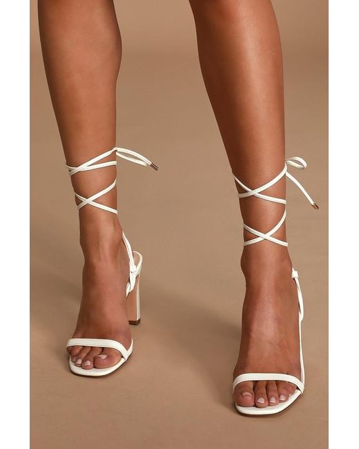 Lulus Brown Xylia Lace-Up Heels