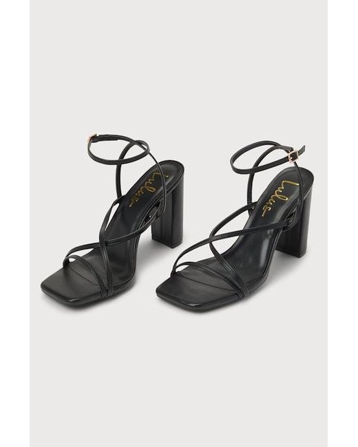 Lulus Black Makennaa Strappy High Heel Ankle Strap Sandals